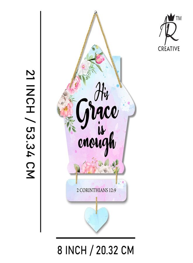 AR Creative His Grace Is Enough - Bible Verse Wall Hanging For Home Decoration, Bible Quotes MDF Wooden Wall Art, Bible Verse, Home, Office Decor, Wall Wood Hanger (21 inch x 8 inch) - Image 5